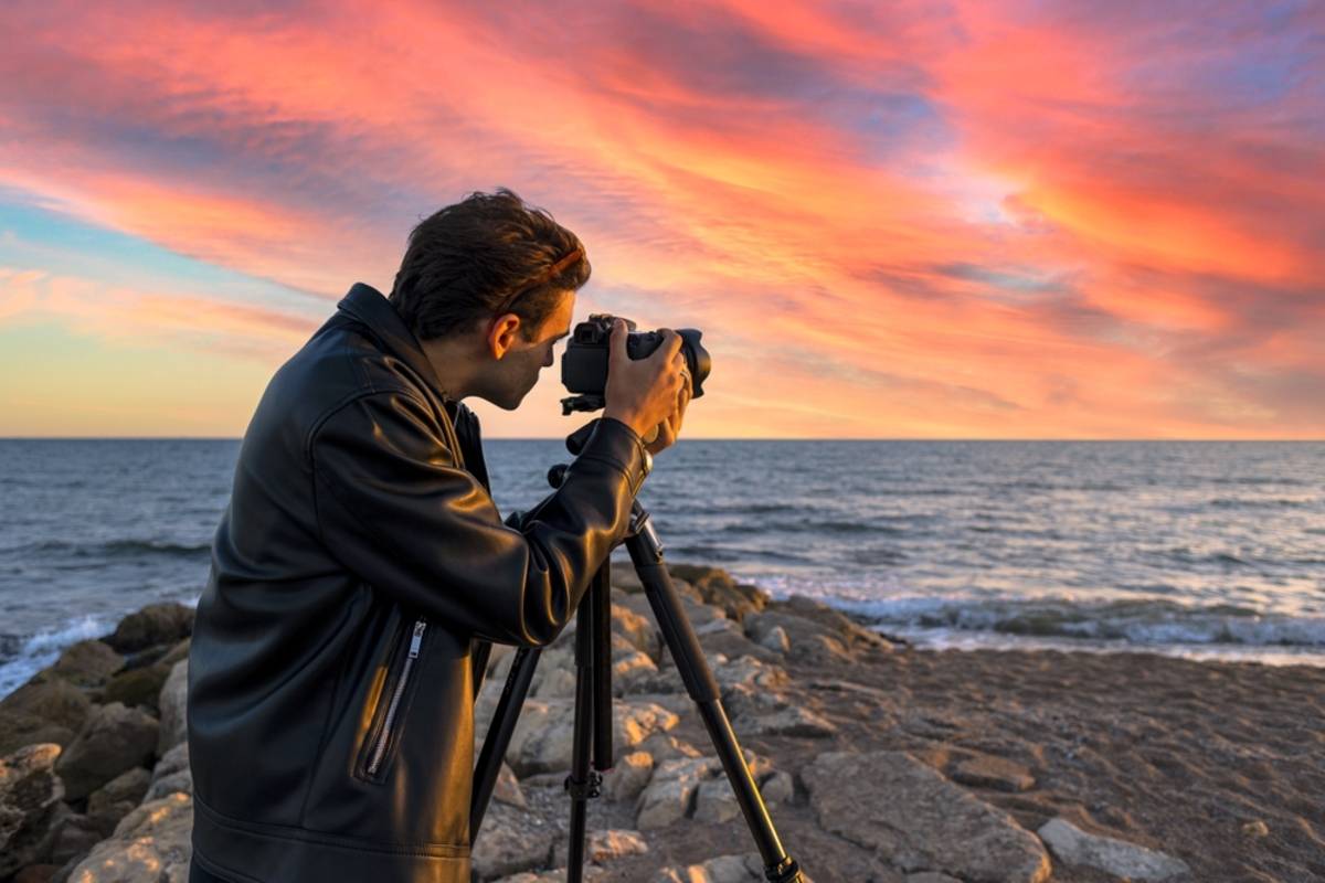 Photographer shooting at sunset by the sea | Skylum Blog


