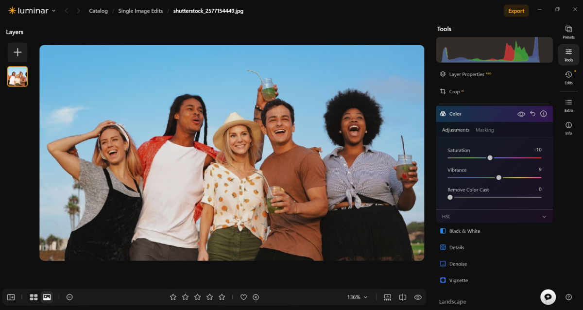 Color tool in Luminar