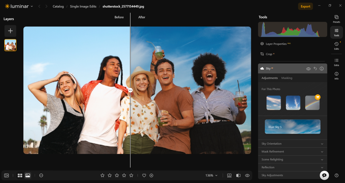 Replacing the sky in Luminar