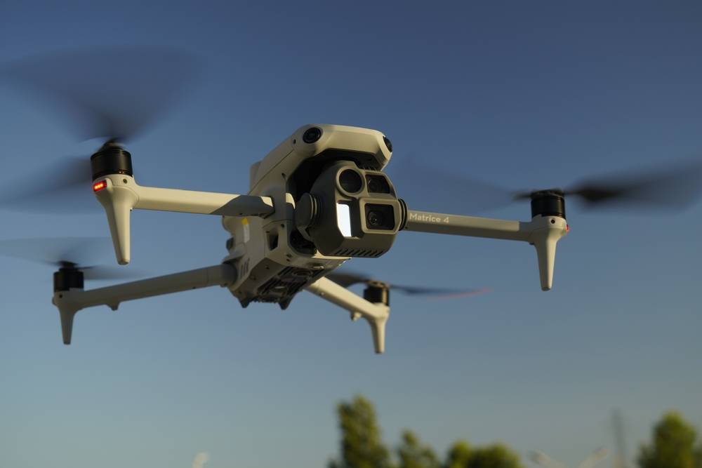 Advanced camera drone hovering in mid-air