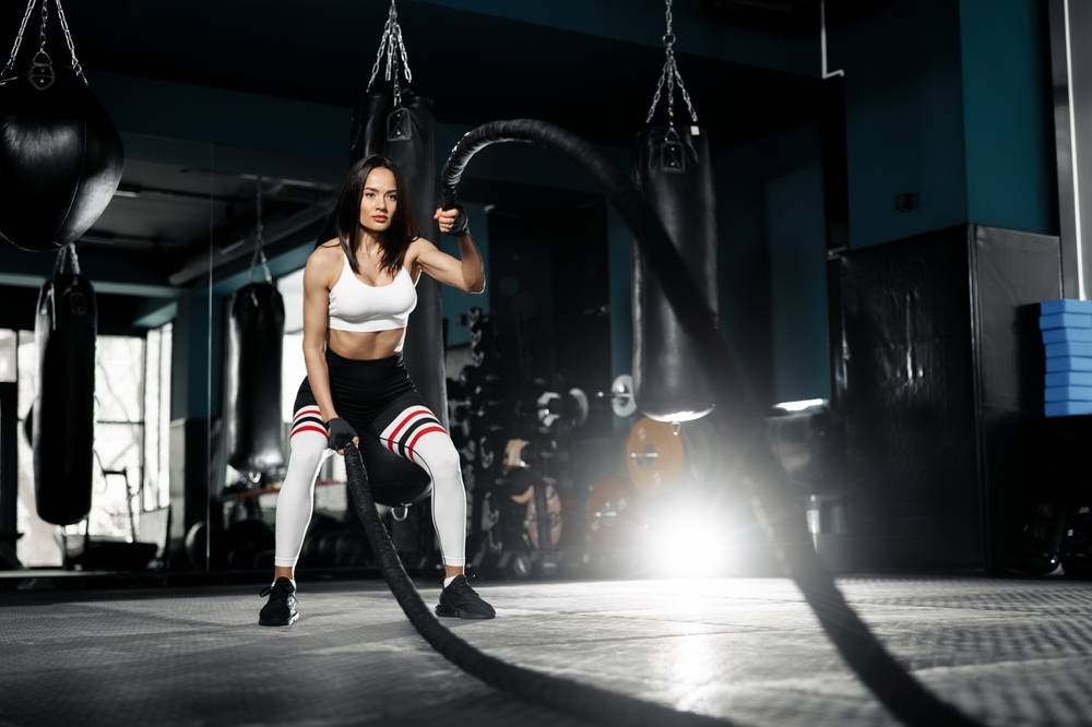 Powerful attractive muscular woman