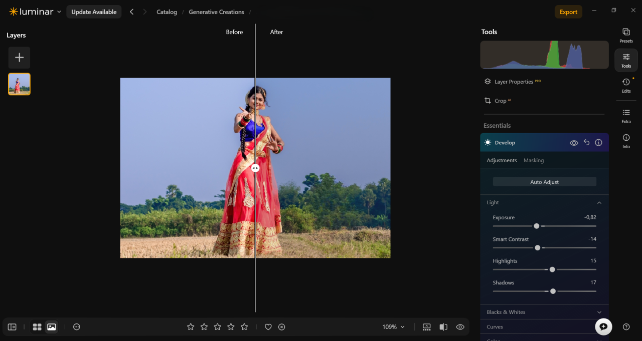 Develop RAW in Luminar