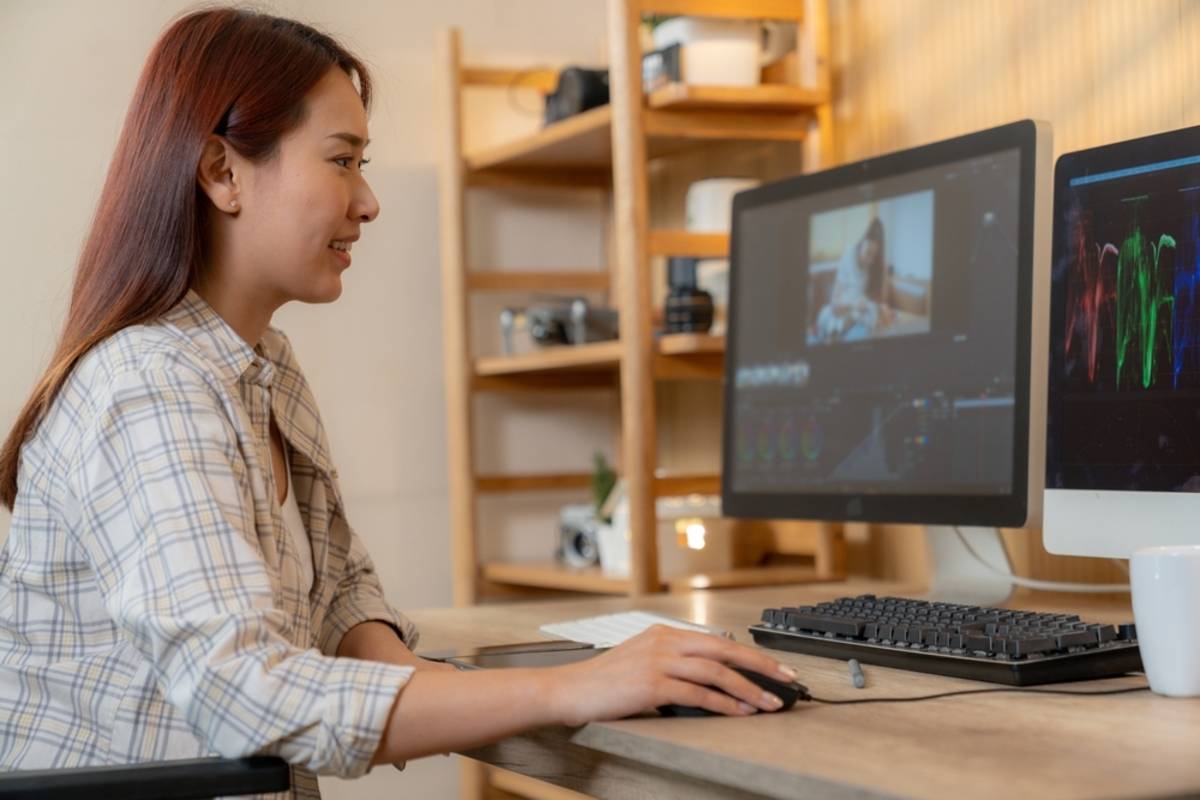 Photographer at the computer