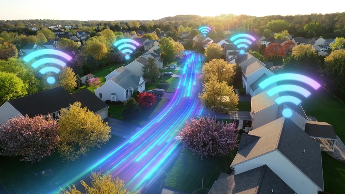 Neighborhood with wifi, trees, and paths